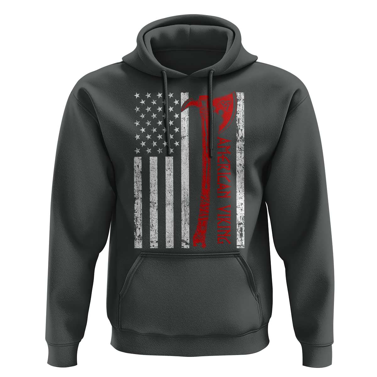 American Viking Hoodie Norse Mythology Axe USA Flag - Wonder Print Shop