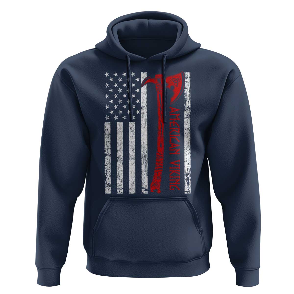 American Viking Hoodie Norse Mythology Axe USA Flag - Wonder Print Shop