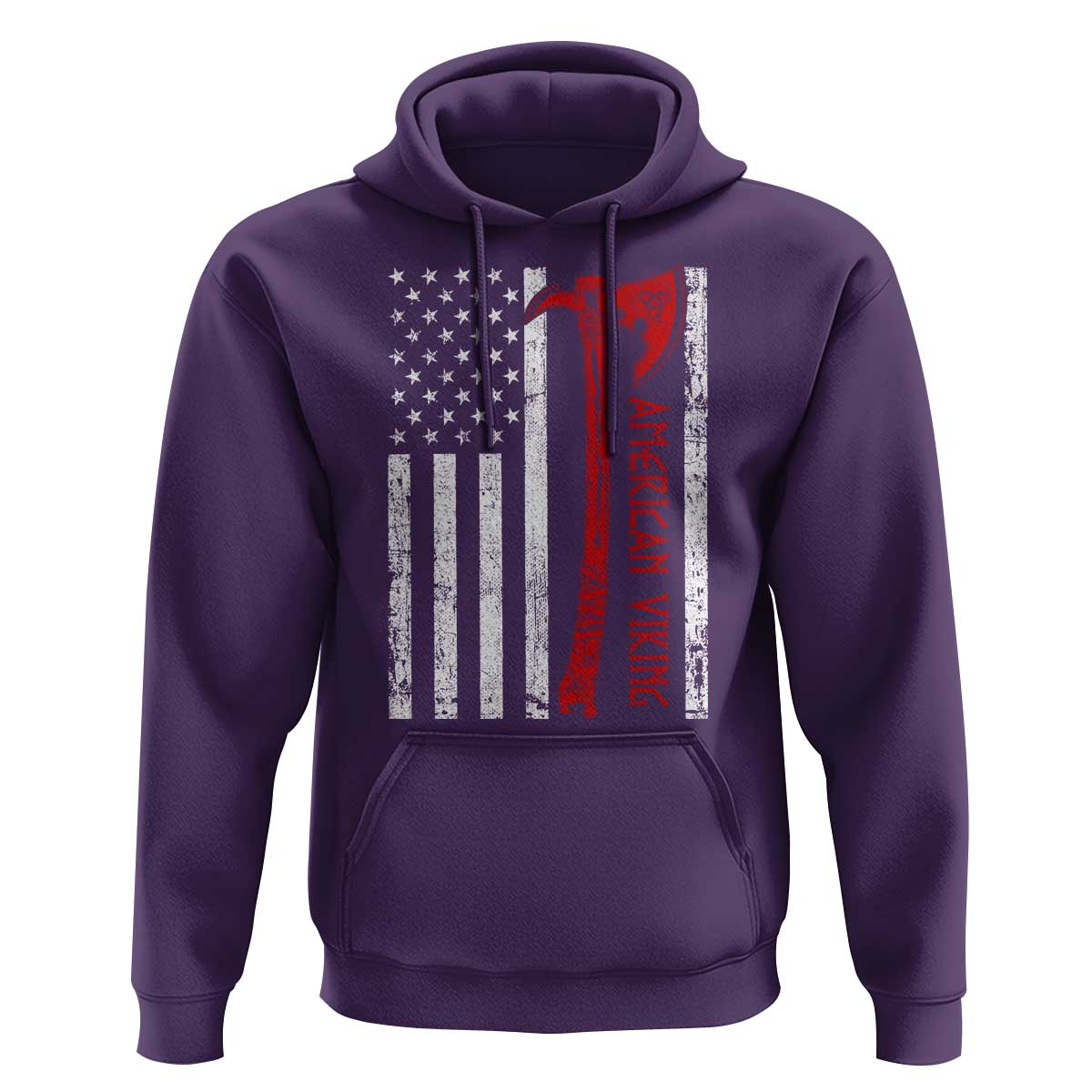 American Viking Hoodie Norse Mythology Axe USA Flag - Wonder Print Shop