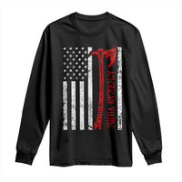 American Viking Long Sleeve Shirt Norse Mythology Axe USA Flag - Wonder Print Shop