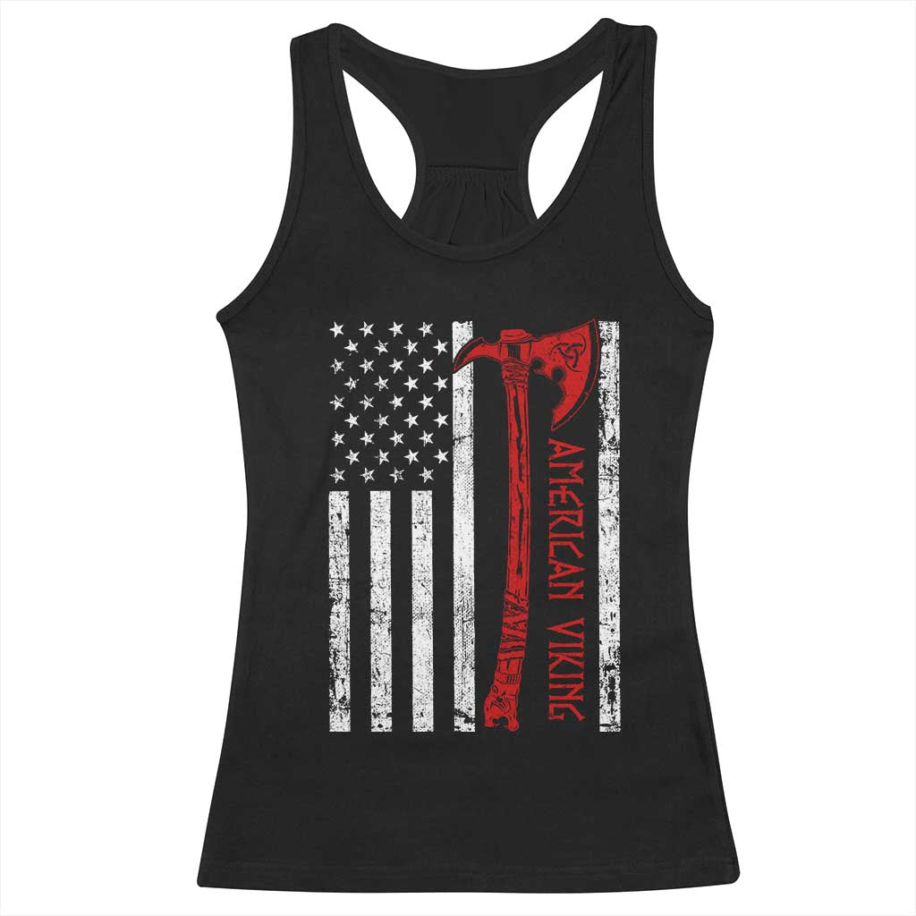 American Viking Racerback Tank Top Norse Mythology Axe USA Flag - Wonder Print Shop