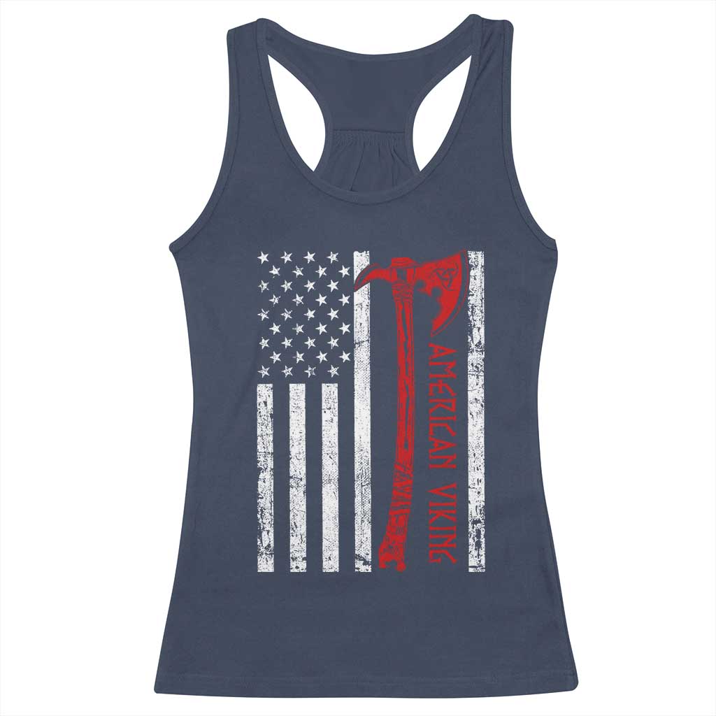 American Viking Racerback Tank Top Norse Mythology Axe USA Flag - Wonder Print Shop