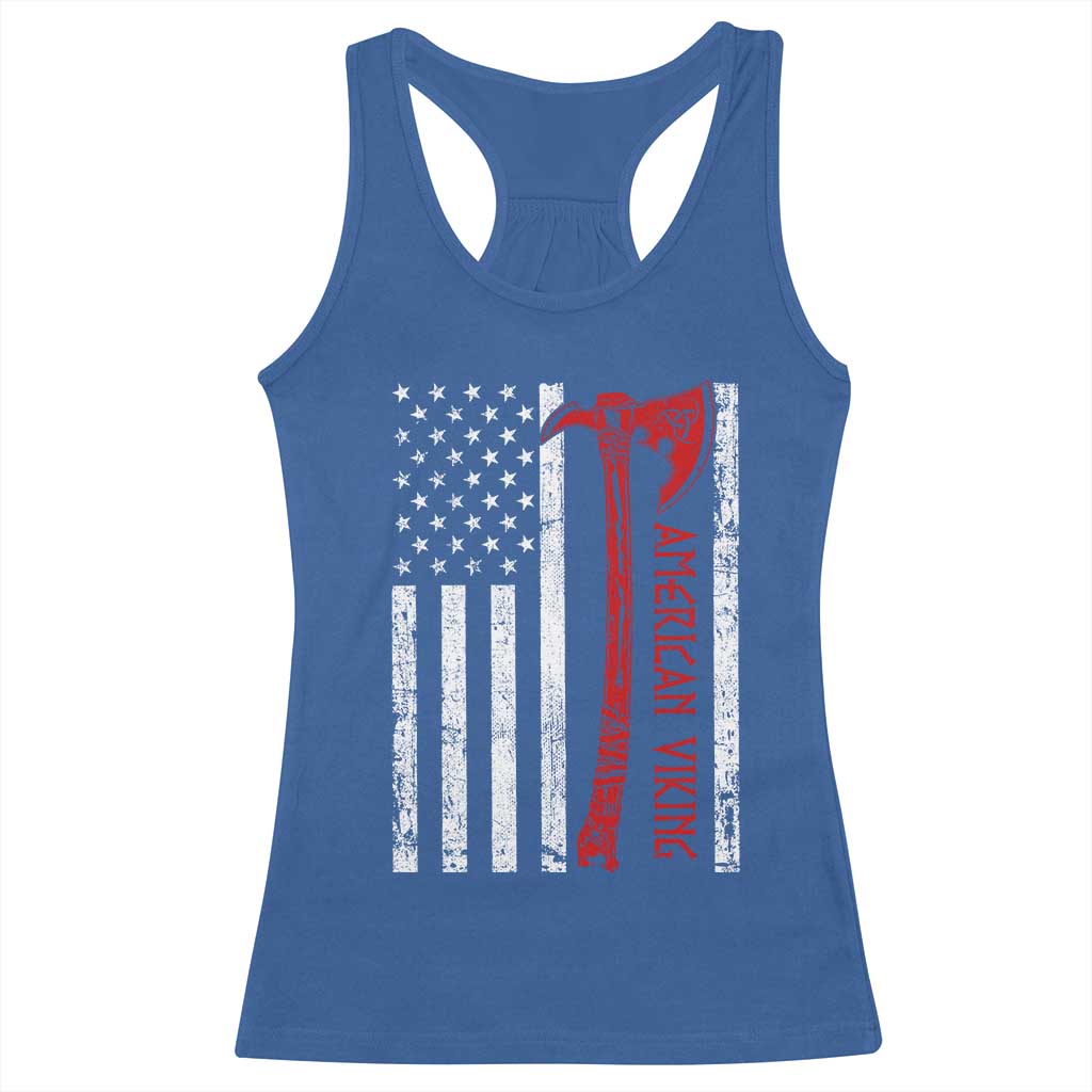 American Viking Racerback Tank Top Norse Mythology Axe USA Flag - Wonder Print Shop