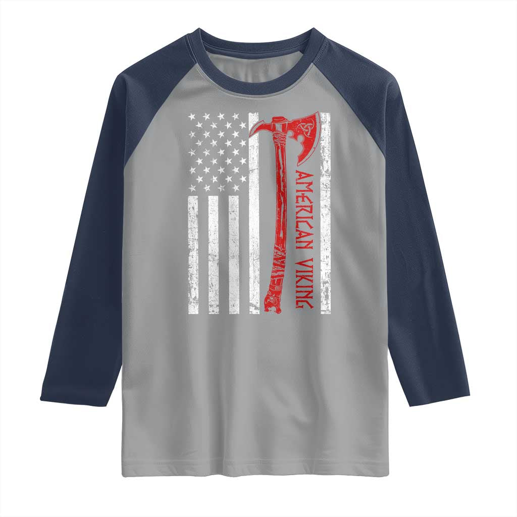 American Viking Raglan Shirt Norse Mythology Axe USA Flag - Wonder Print Shop
