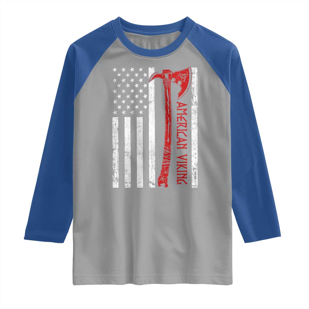 American Viking Raglan Shirt Norse Mythology Axe USA Flag - Wonder Print Shop