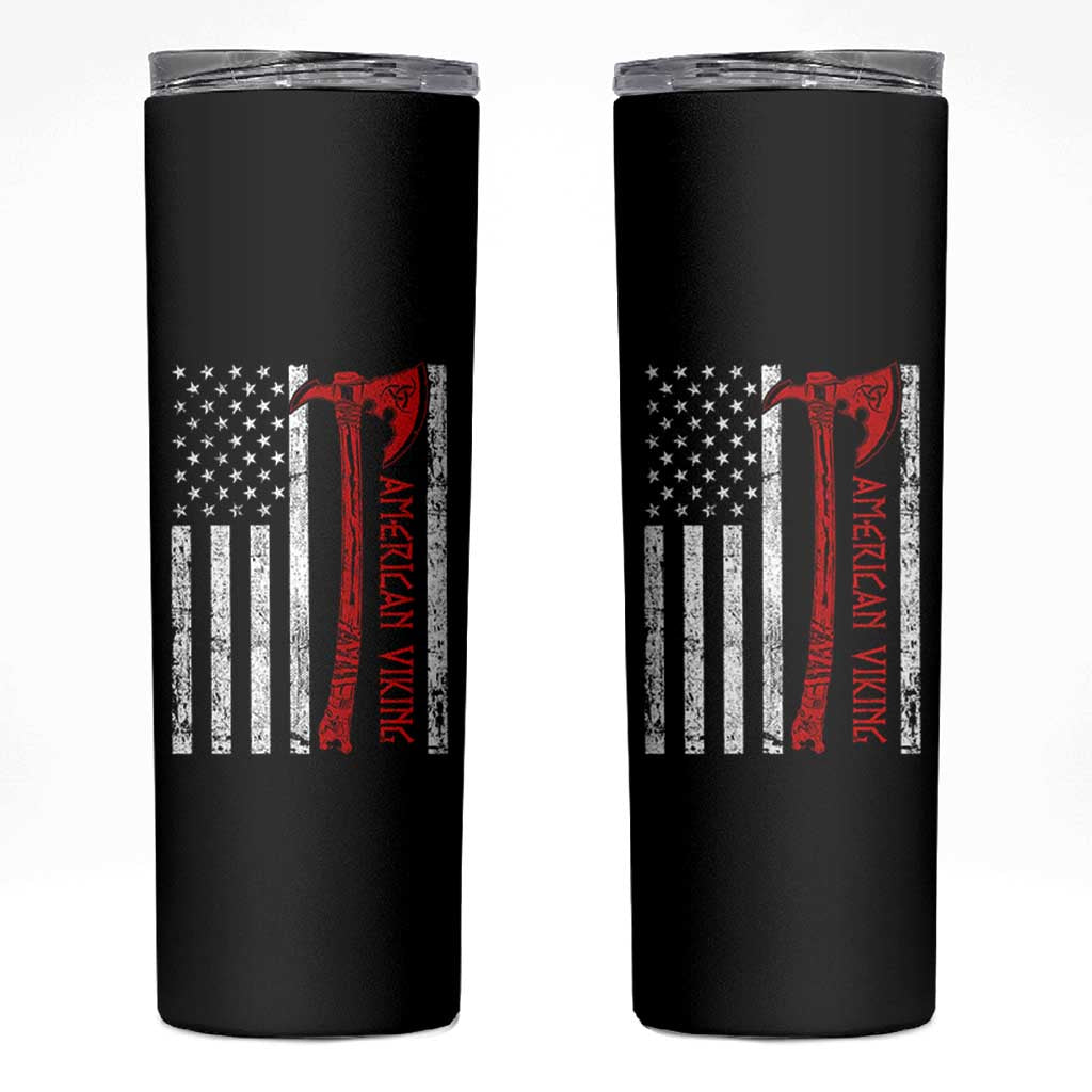 American Viking Skinny Tumbler Norse Mythology Axe USA Flag - Wonder Print Shop