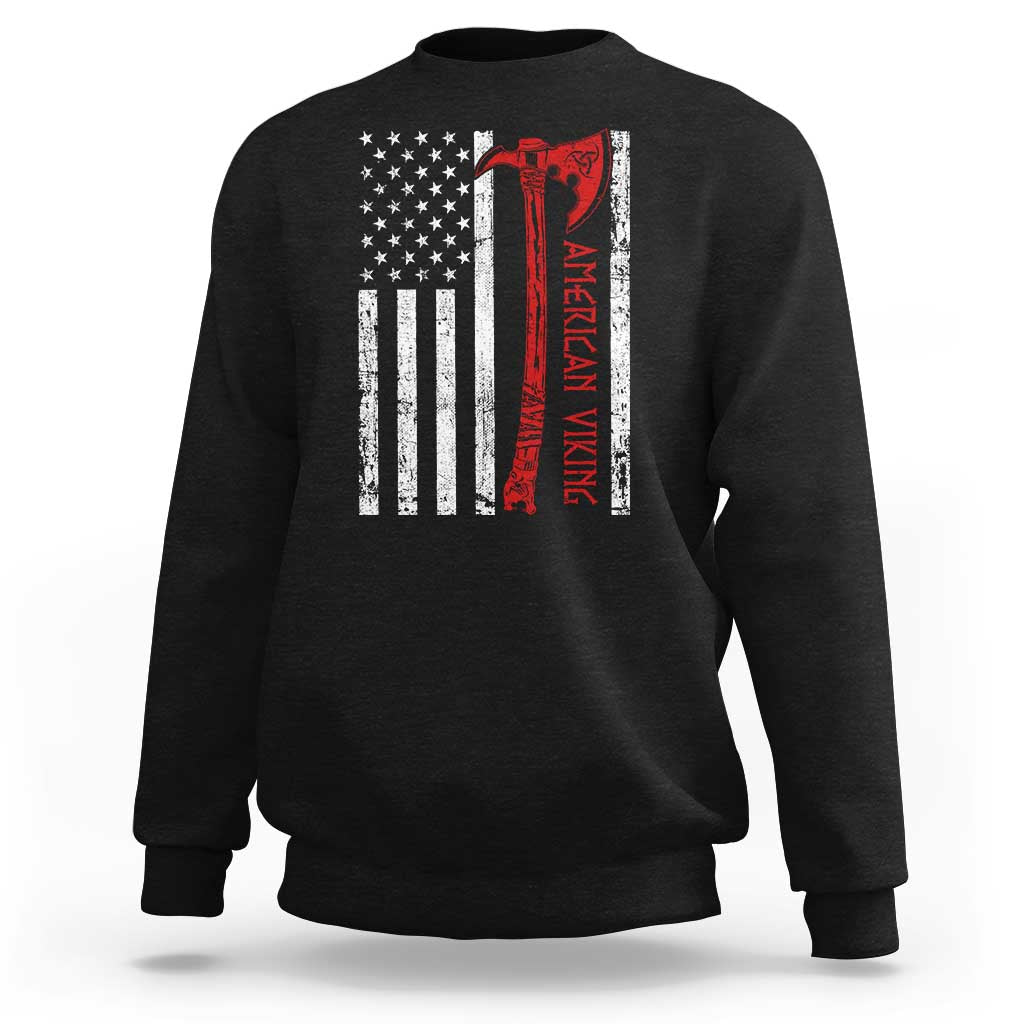 American Viking Sweatshirt Norse Mythology Axe USA Flag - Wonder Print Shop