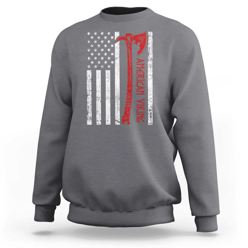 American Viking Sweatshirt Norse Mythology Axe USA Flag - Wonder Print Shop