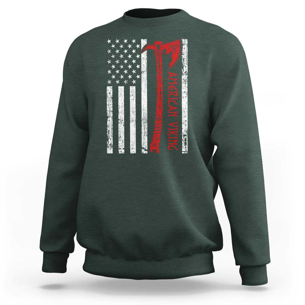 American Viking Sweatshirt Norse Mythology Axe USA Flag - Wonder Print Shop