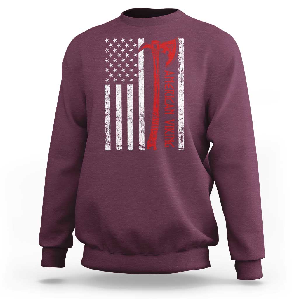 American Viking Sweatshirt Norse Mythology Axe USA Flag - Wonder Print Shop