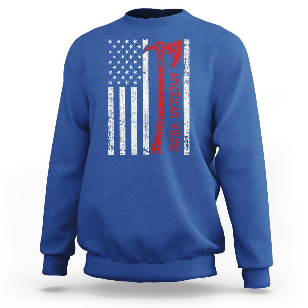 American Viking Sweatshirt Norse Mythology Axe USA Flag - Wonder Print Shop