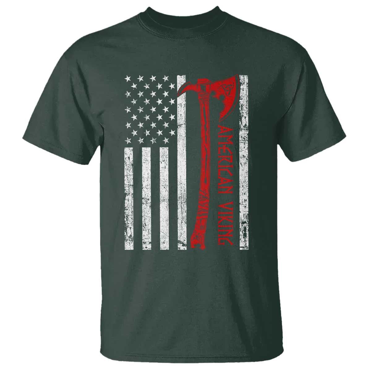American Viking T Shirt Norse Mythology Axe USA Flag - Wonder Print Shop