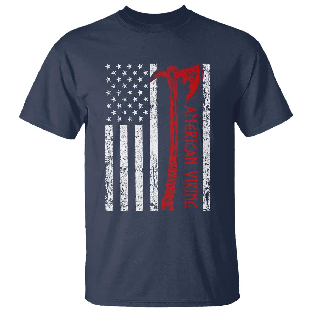 American Viking T Shirt Norse Mythology Axe USA Flag - Wonder Print Shop