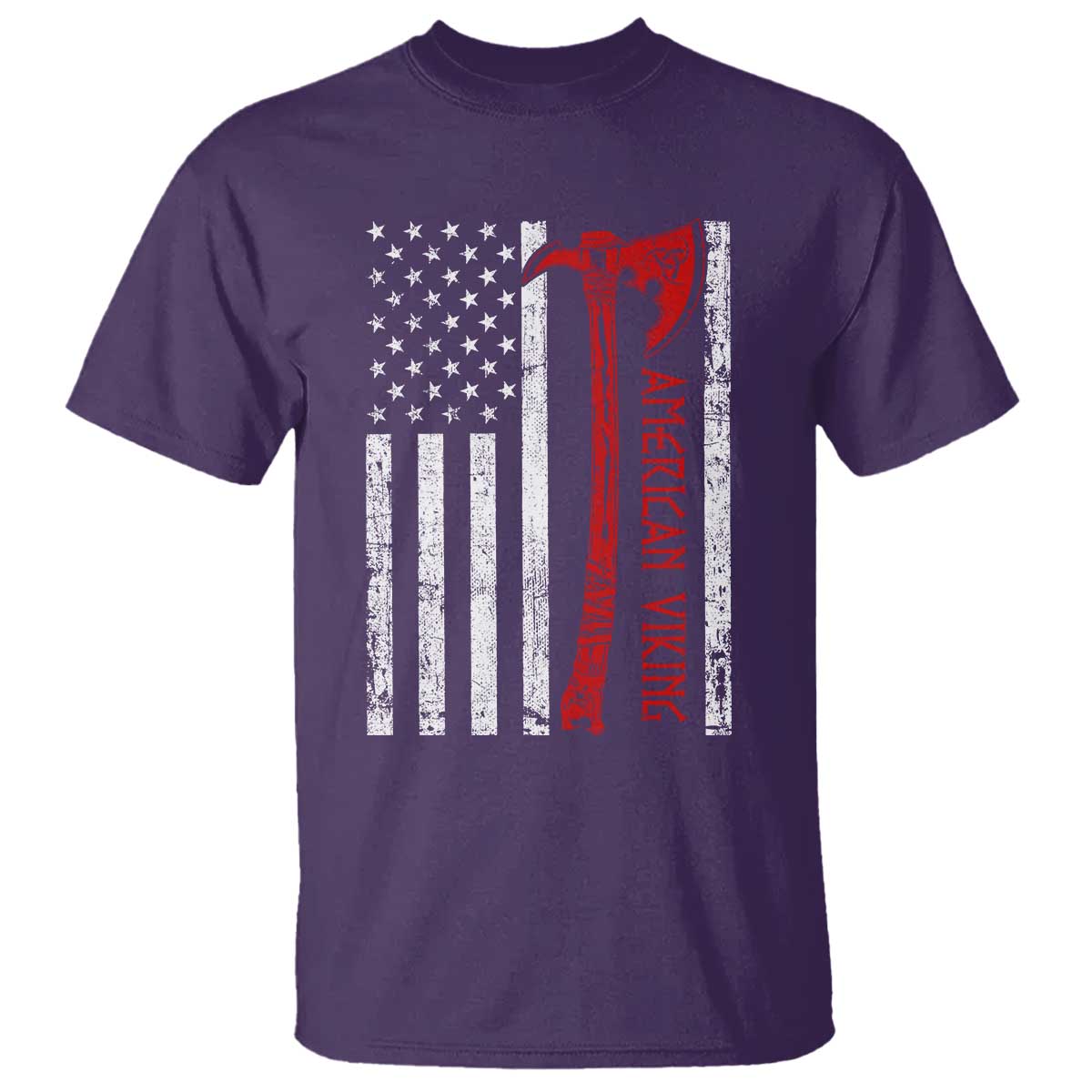 American Viking T Shirt Norse Mythology Axe USA Flag - Wonder Print Shop