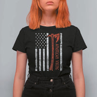 American Viking T Shirt For Women Norse Mythology Axe USA Flag - Wonder Print Shop