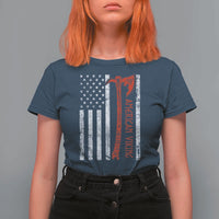 American Viking T Shirt For Women Norse Mythology Axe USA Flag - Wonder Print Shop