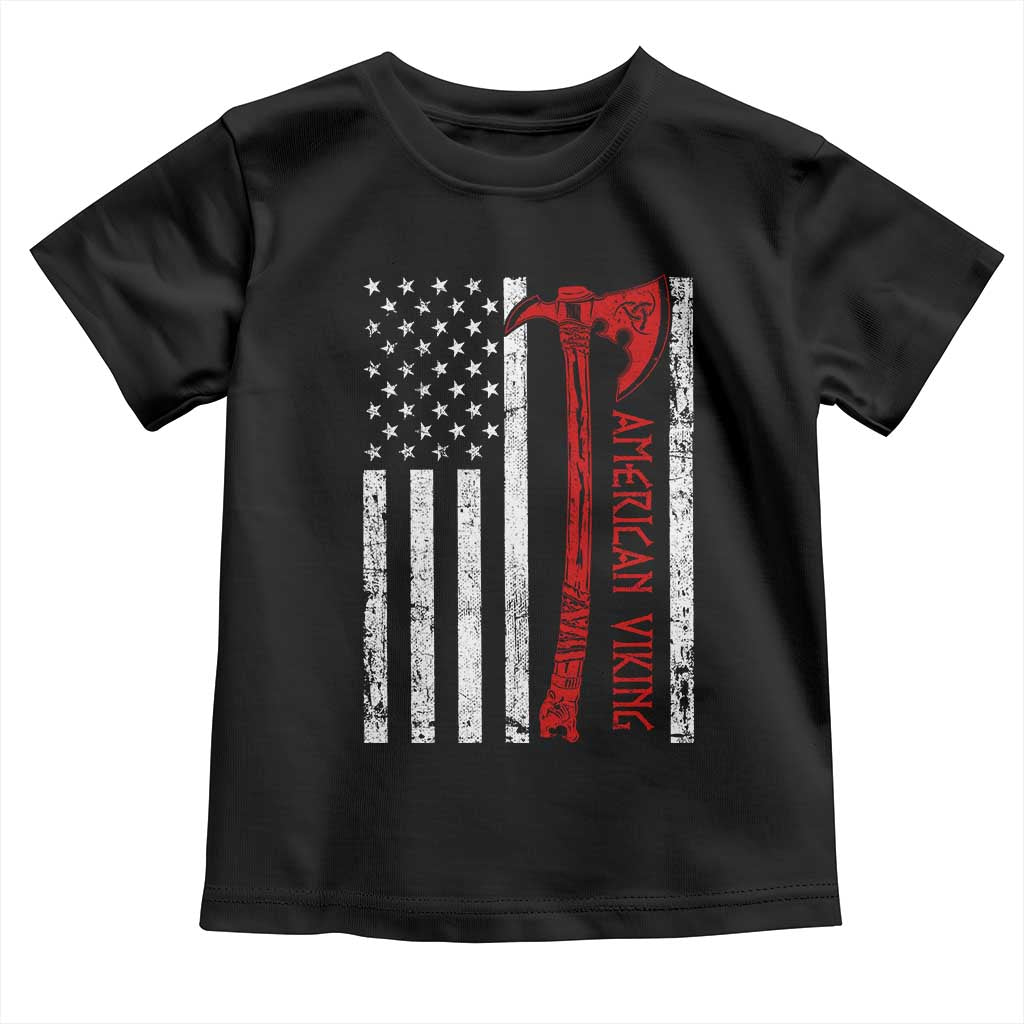 American Viking Toddler T Shirt Norse Mythology Axe USA Flag - Wonder Print Shop