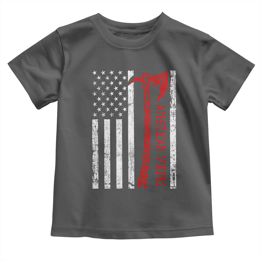 American Viking Toddler T Shirt Norse Mythology Axe USA Flag - Wonder Print Shop
