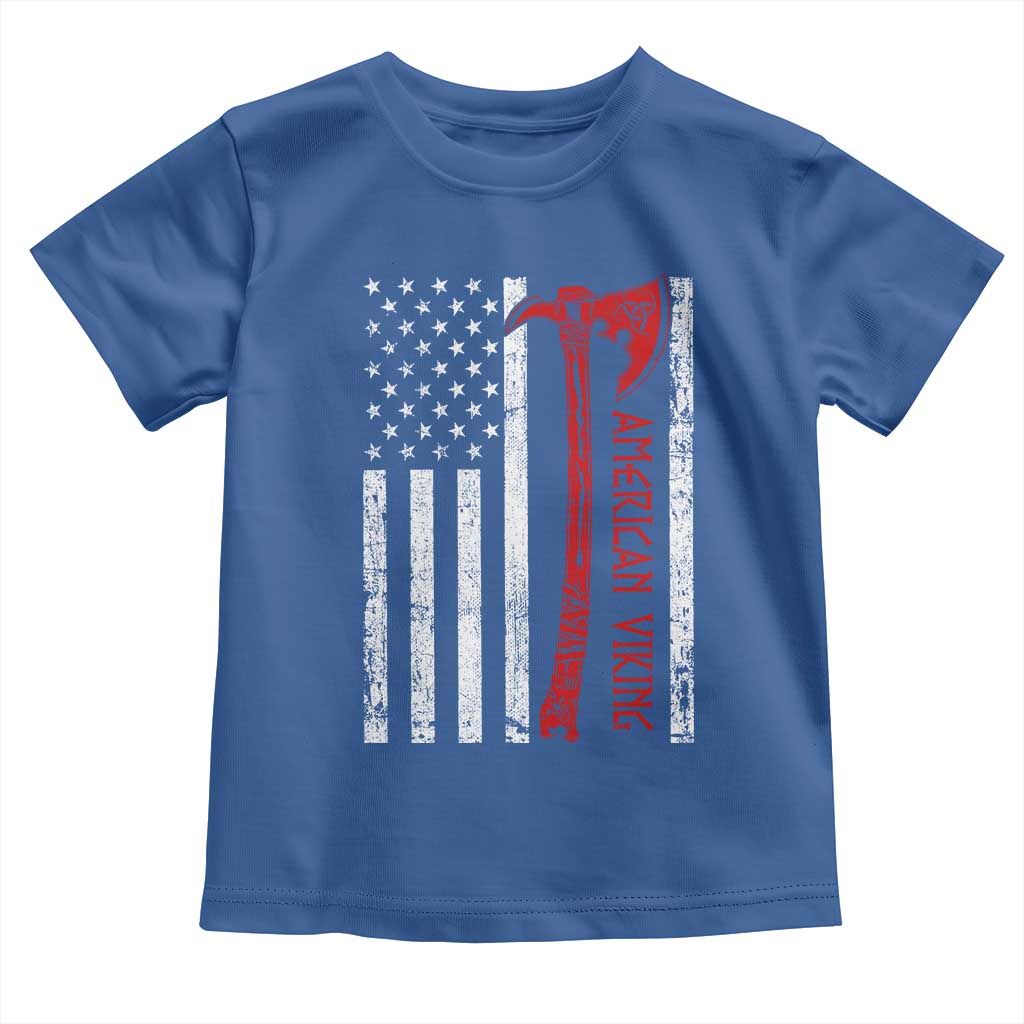 American Viking Toddler T Shirt Norse Mythology Axe USA Flag - Wonder Print Shop