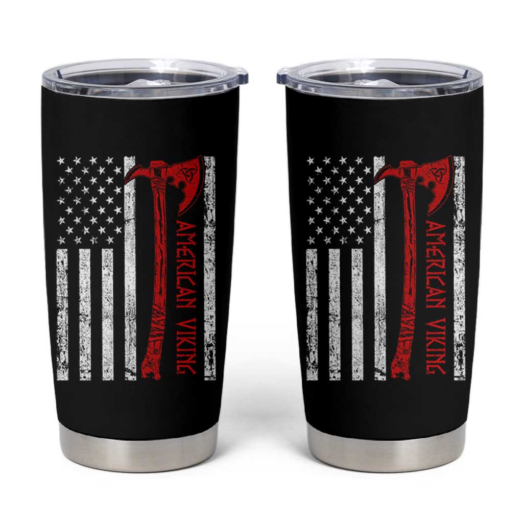 American Viking Tumbler Cup Norse Mythology Axe USA Flag - Wonder Print Shop