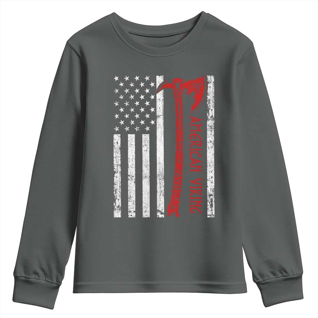 American Viking Youth Sweatshirt Norse Mythology Axe USA Flag - Wonder Print Shop