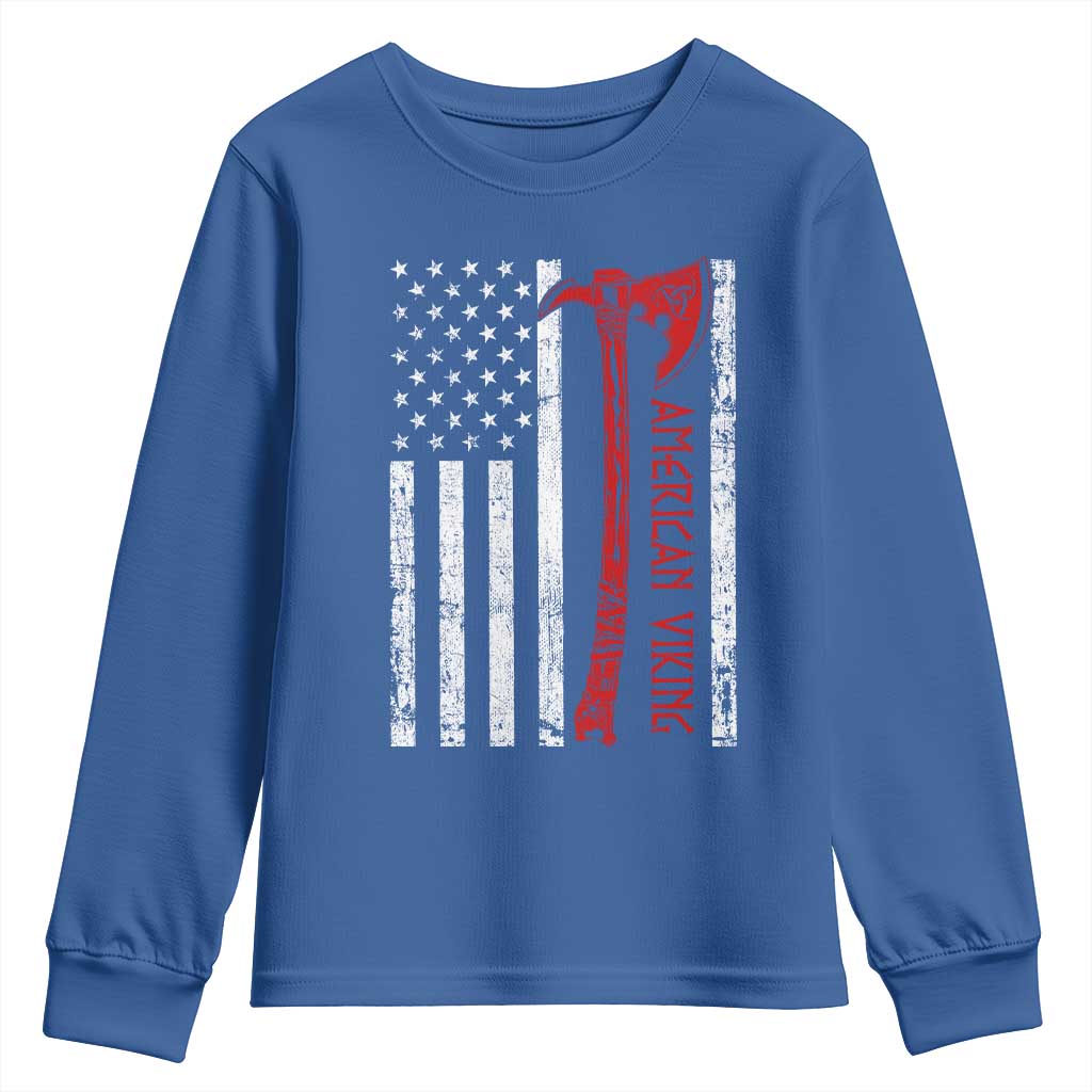 American Viking Youth Sweatshirt Norse Mythology Axe USA Flag - Wonder Print Shop