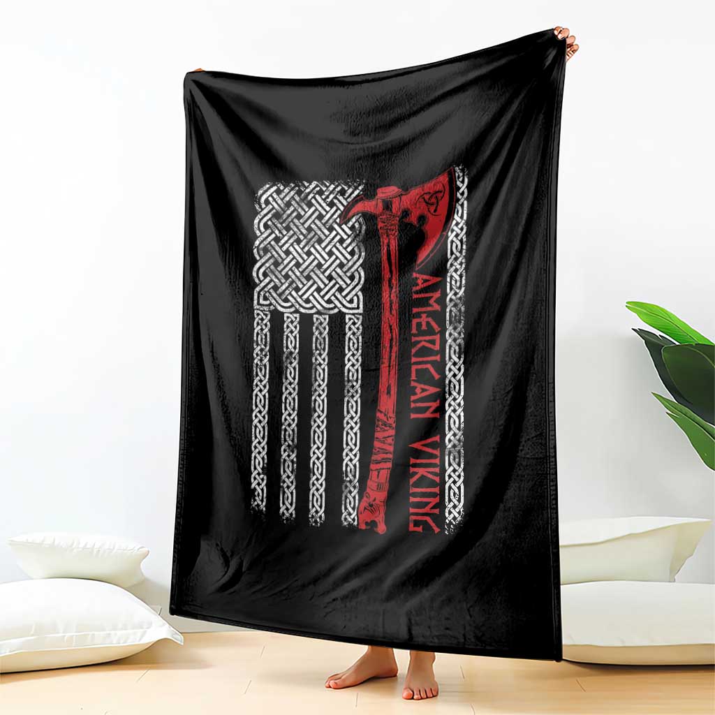 American Viking Throw Blanket Norse Mythology Axe Celtic Knot USA Flag - Wonder Print Shop