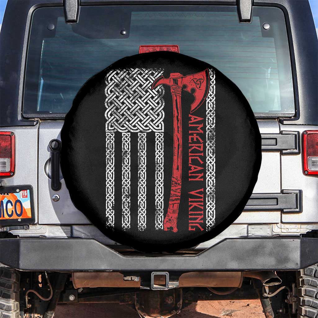 American Viking Spare Tire Cover Norse Mythology Axe Celtic Knot USA Flag - Wonder Print Shop