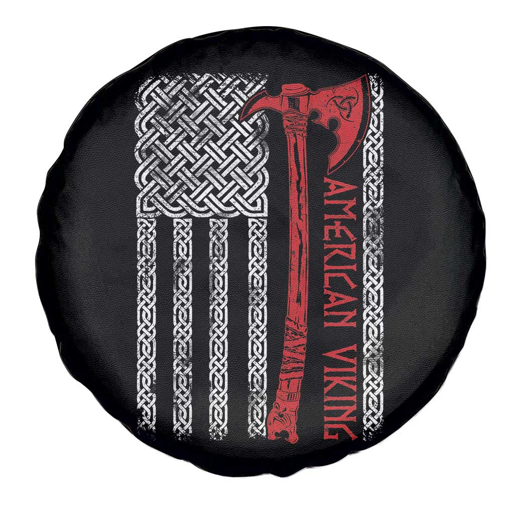 American Viking Spare Tire Cover Norse Mythology Axe Celtic Knot USA Flag - Wonder Print Shop