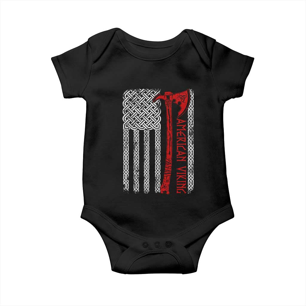 American Viking Baby Onesie Norse Mythology Axe Celtic Knot USA Flag - Wonder Print Shop
