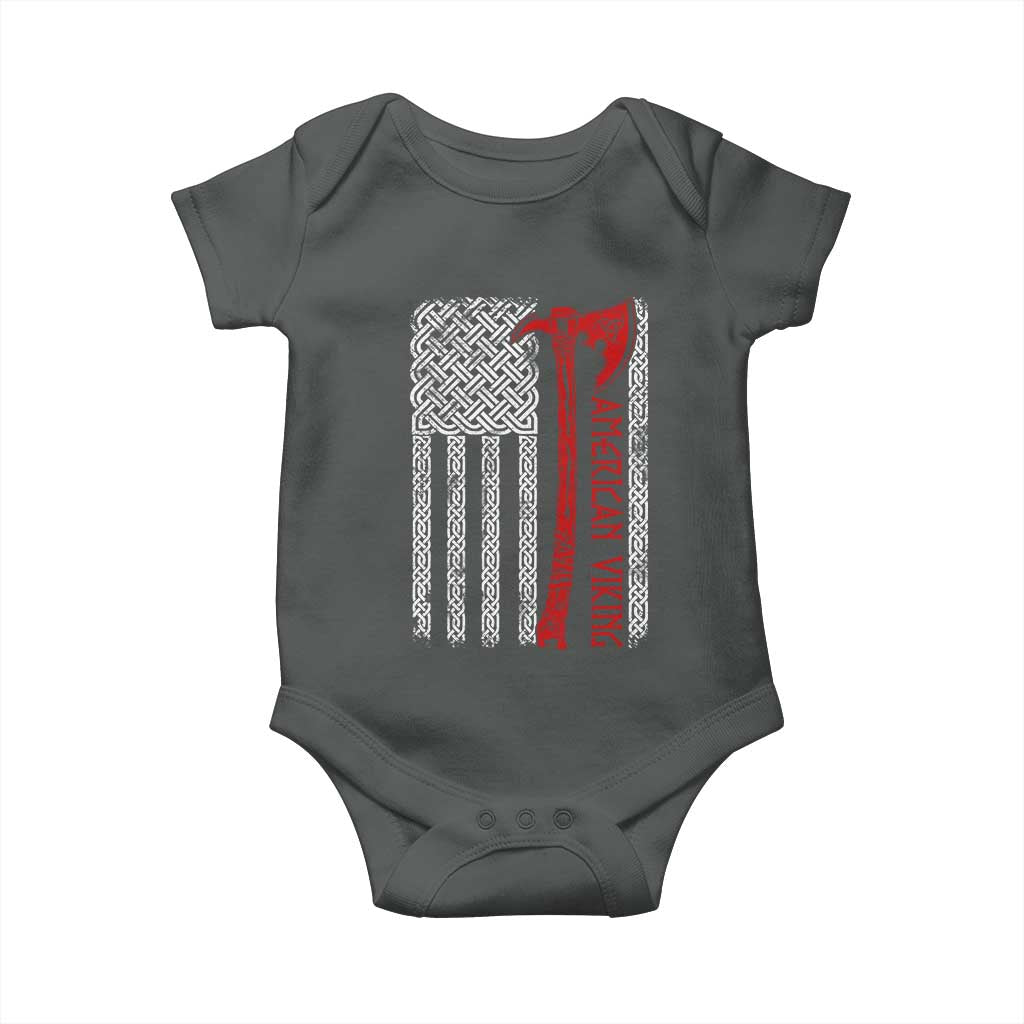 American Viking Baby Onesie Norse Mythology Axe Celtic Knot USA Flag - Wonder Print Shop