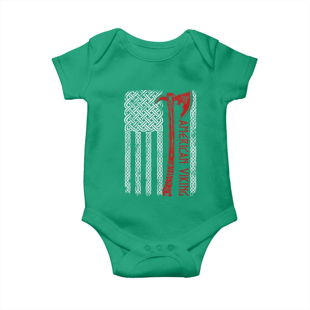 American Viking Baby Onesie Norse Mythology Axe Celtic Knot USA Flag - Wonder Print Shop