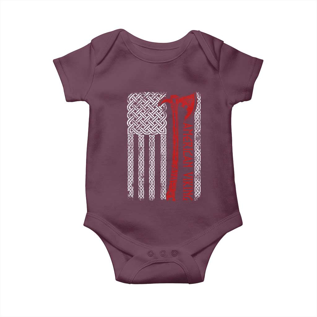 American Viking Baby Onesie Norse Mythology Axe Celtic Knot USA Flag - Wonder Print Shop