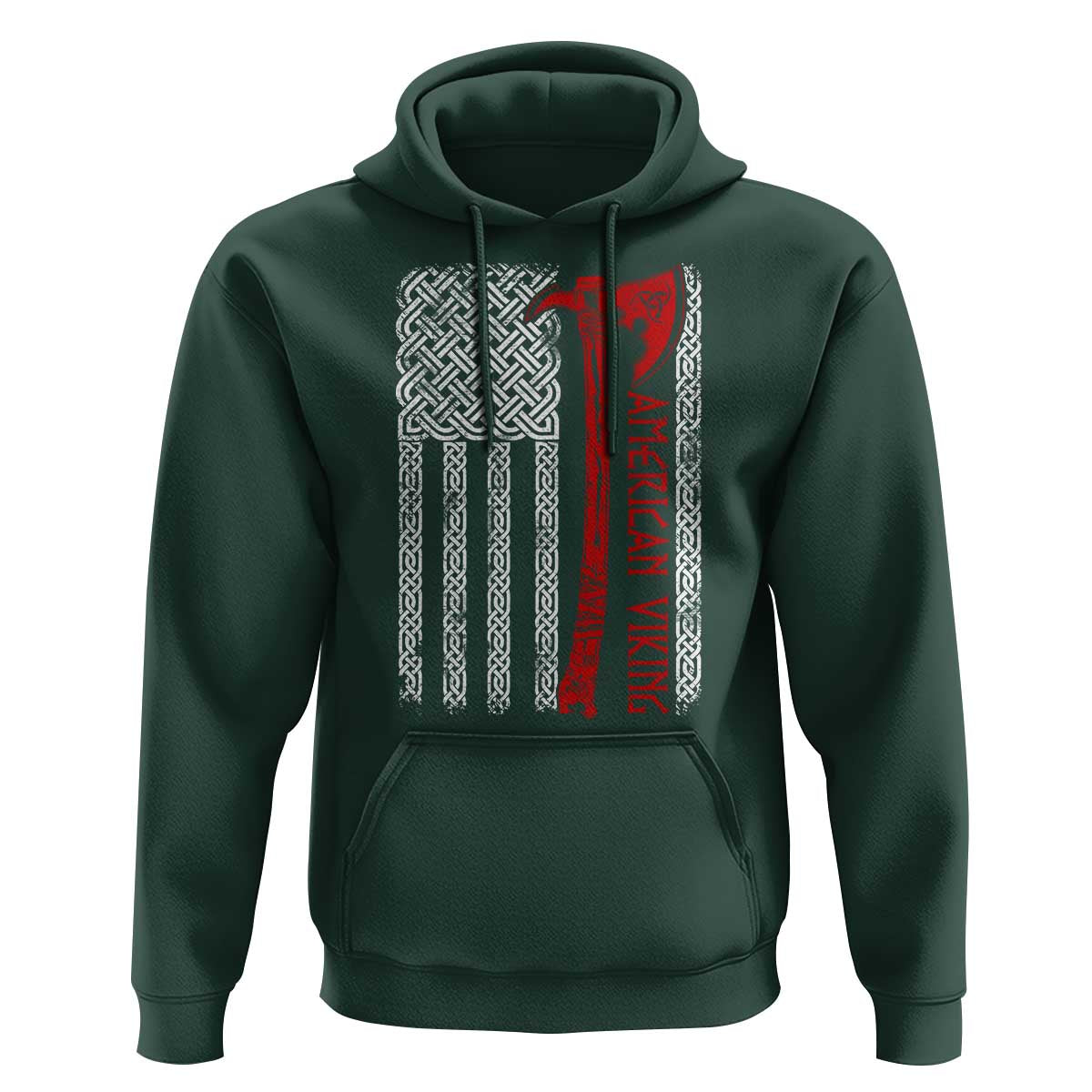 American Viking Hoodie Norse Mythology Axe Celtic Knot USA Flag - Wonder Print Shop