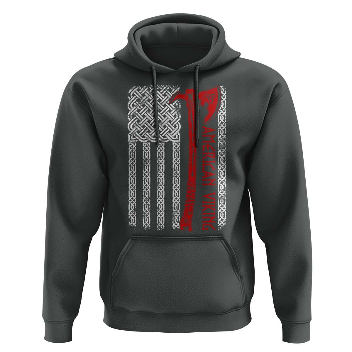 American Viking Hoodie Norse Mythology Axe Celtic Knot USA Flag - Wonder Print Shop