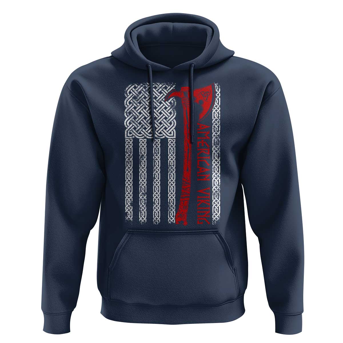 American Viking Hoodie Norse Mythology Axe Celtic Knot USA Flag - Wonder Print Shop