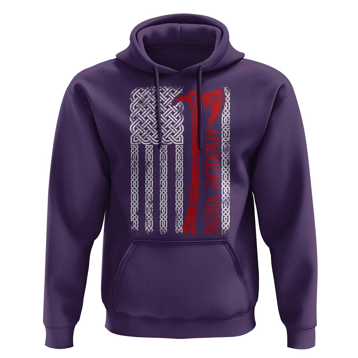 American Viking Hoodie Norse Mythology Axe Celtic Knot USA Flag - Wonder Print Shop