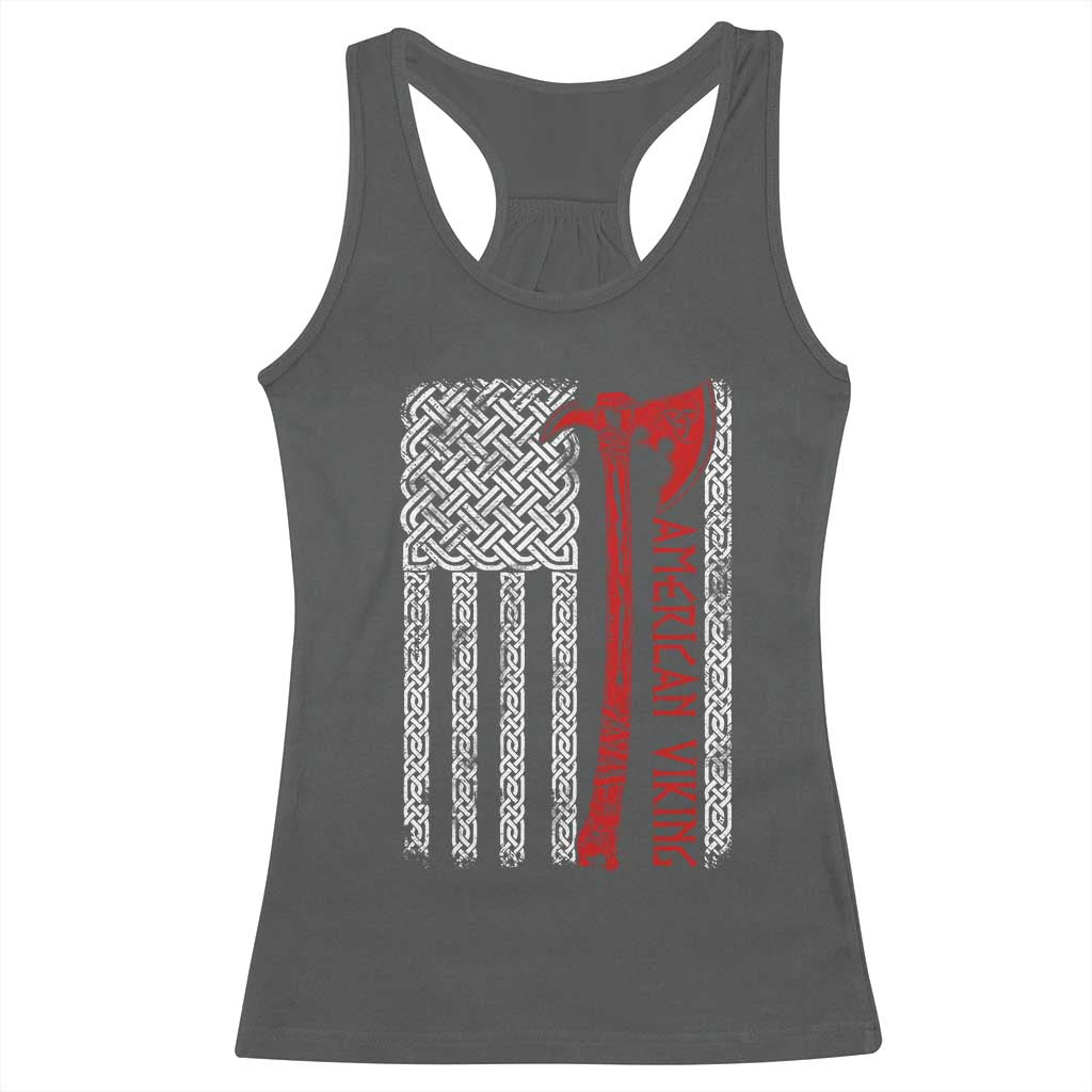 American Viking Racerback Tank Top Norse Mythology Axe Celtic Knot USA Flag - Wonder Print Shop