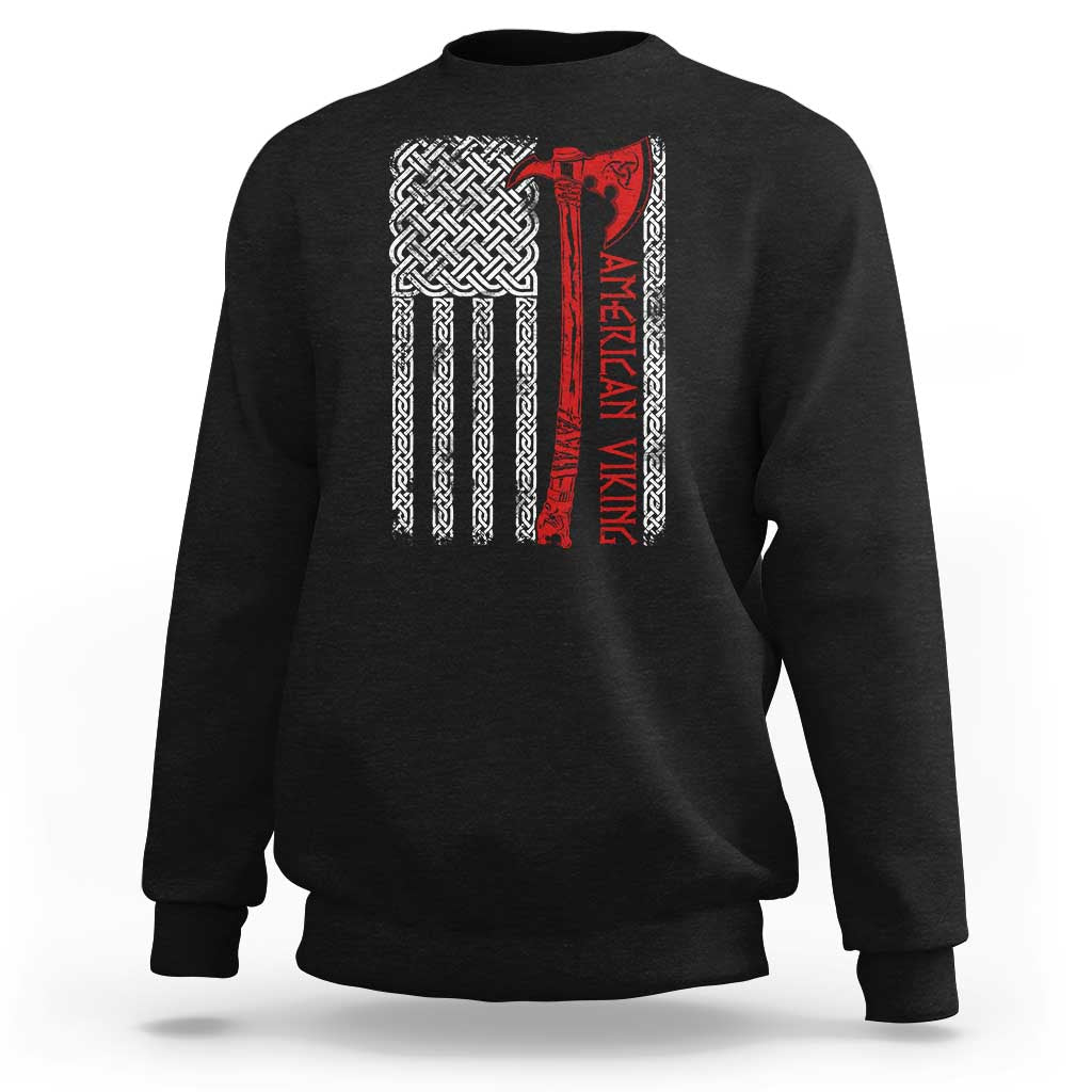 American Viking Sweatshirt Norse Mythology Axe Celtic Knot USA Flag - Wonder Print Shop