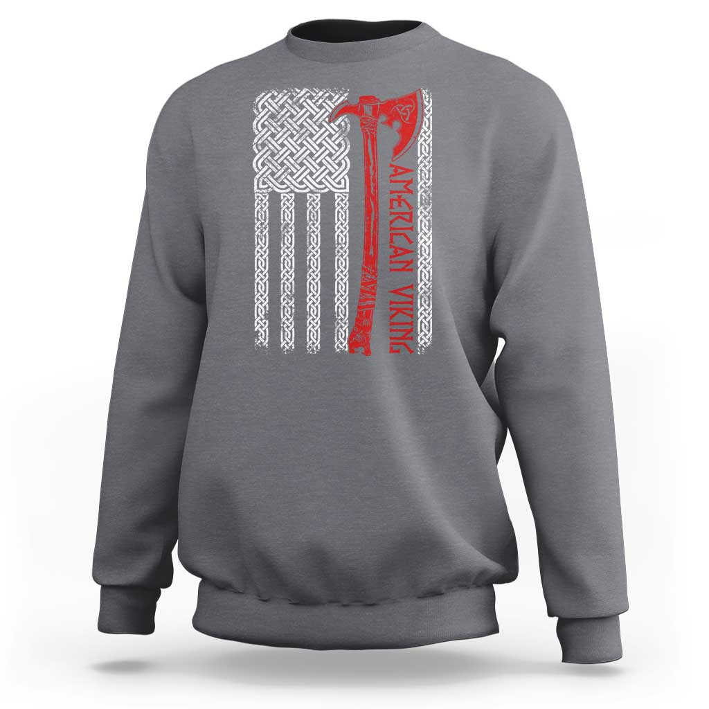 American Viking Sweatshirt Norse Mythology Axe Celtic Knot USA Flag - Wonder Print Shop
