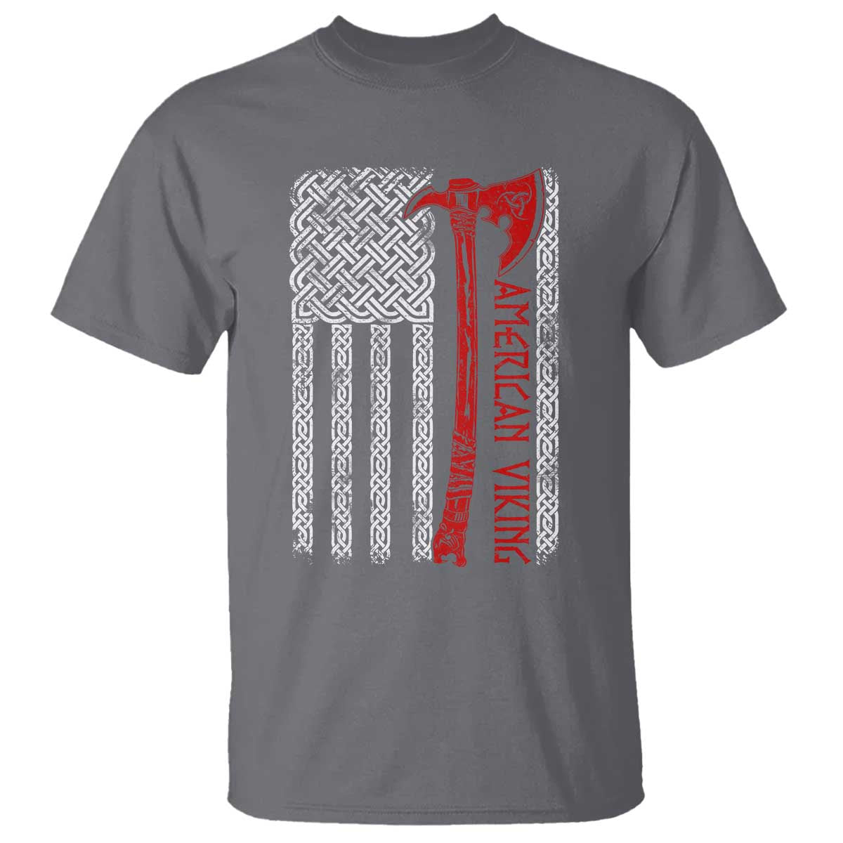 American Viking T Shirt Norse Mythology Axe Celtic Knot USA Flag - Wonder Print Shop