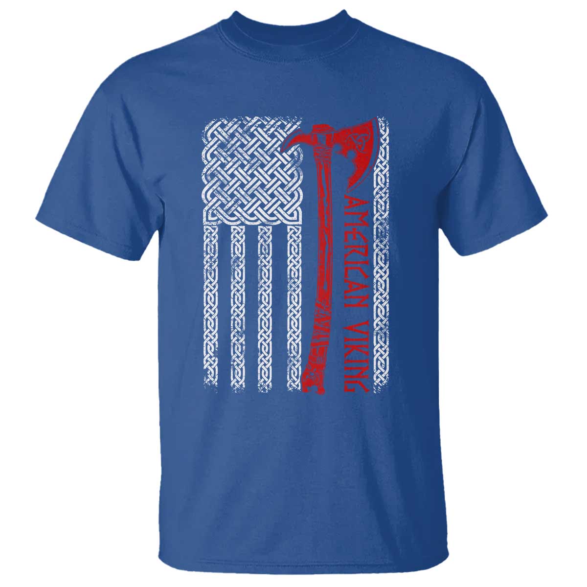 American Viking T Shirt Norse Mythology Axe Celtic Knot USA Flag - Wonder Print Shop