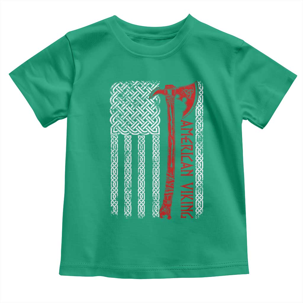 American Viking Toddler T Shirt Norse Mythology Axe Celtic Knot USA Flag - Wonder Print Shop