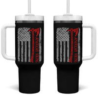 American Viking Tumbler With Handle Norse Mythology Axe Celtic Knot USA Flag - Wonder Print Shop