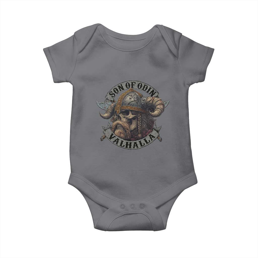 Son Of Odin Valhalla Baby Onesie Nordic Norse Viking Warrior Skull - Wonder Print Shop
