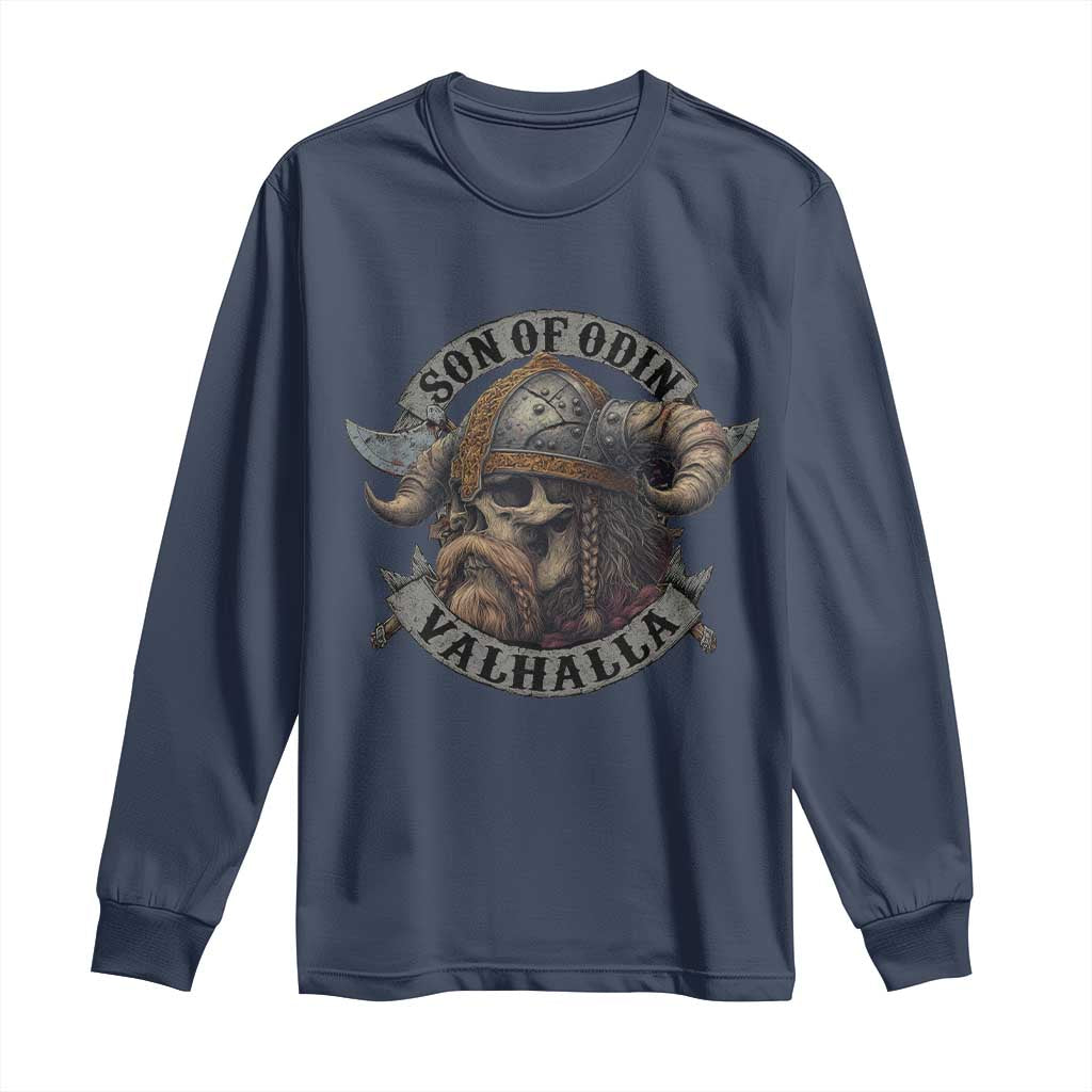 Son Of Odin Valhalla Long Sleeve Shirt Nordic Norse Viking Warrior Skull - Wonder Print Shop
