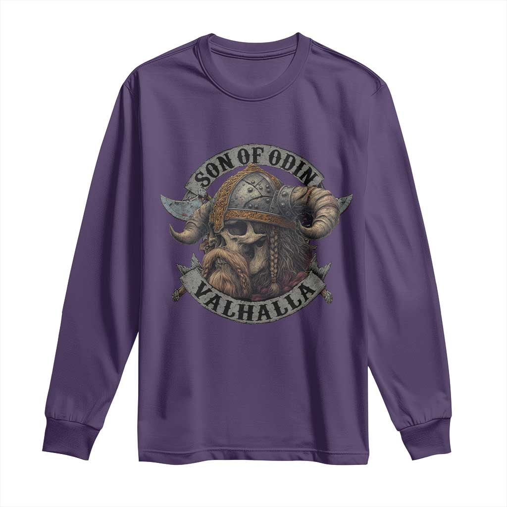 Son Of Odin Valhalla Long Sleeve Shirt Nordic Norse Viking Warrior Skull - Wonder Print Shop