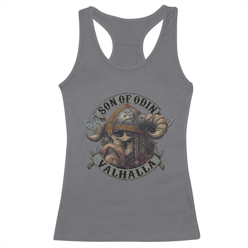 Son Of Odin Valhalla Racerback Tank Top Nordic Norse Viking Warrior Skull - Wonder Print Shop