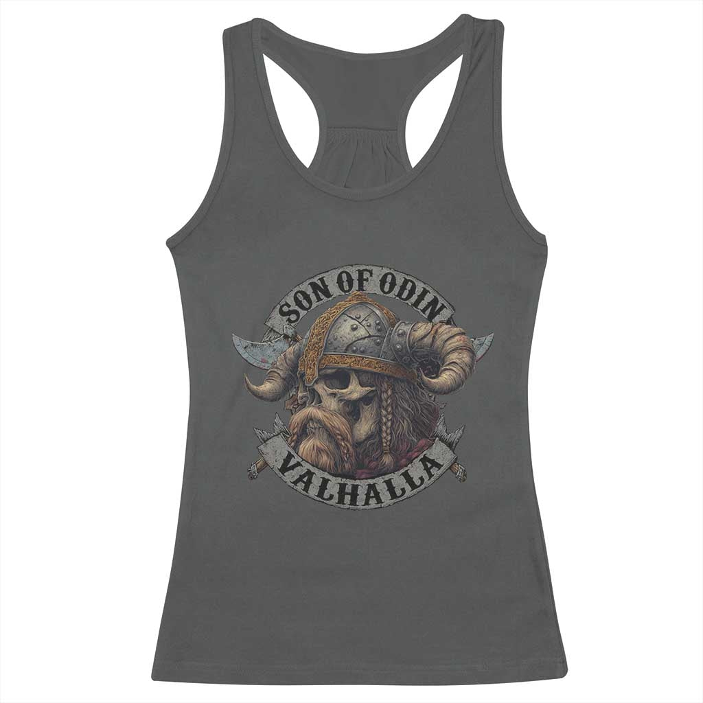 Son Of Odin Valhalla Racerback Tank Top Nordic Norse Viking Warrior Skull - Wonder Print Shop