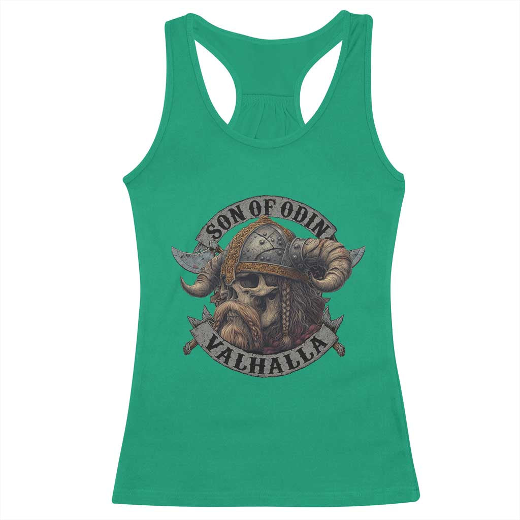 Son Of Odin Valhalla Racerback Tank Top Nordic Norse Viking Warrior Skull - Wonder Print Shop